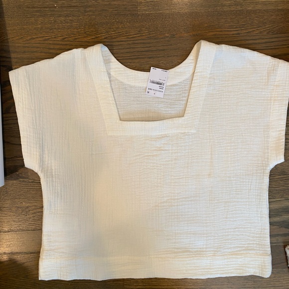 Madewell Joy short sleeve cotton Top in off~white size LARGE - Picture 6 of 8